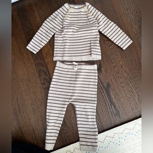 H&M Toddler Beige and Brown Striped Knit Set